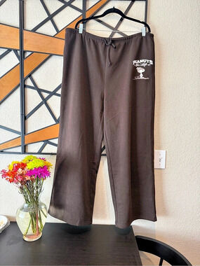 PEANUTS Snoopy Ski Lodge Brown Jogger Pants Size XXL NWT